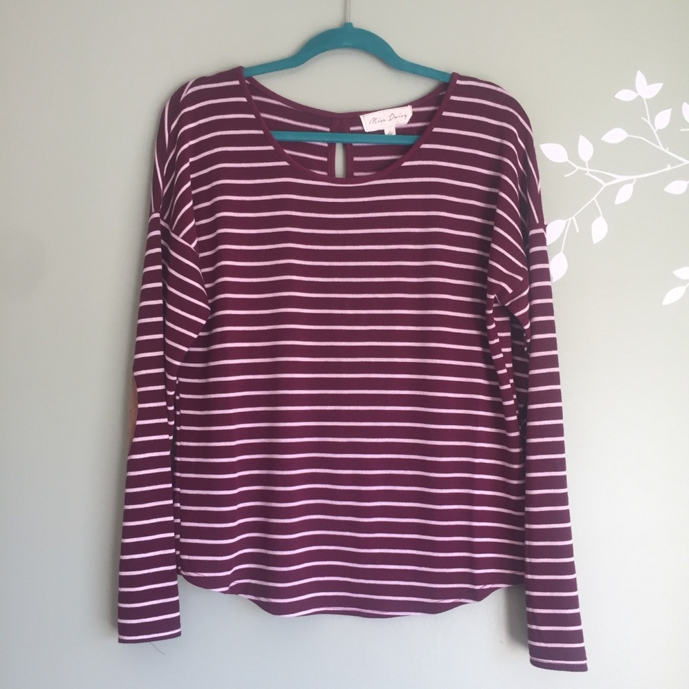 Striped Sweater with Elbow Patch